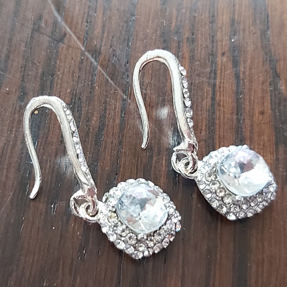 Dangley silver rhinestone  earrings